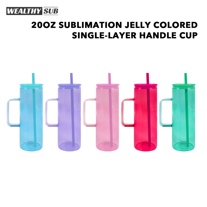 Wealthysub China warehouse sublimation 20oz sublimation jelly colored single-layer handle cup